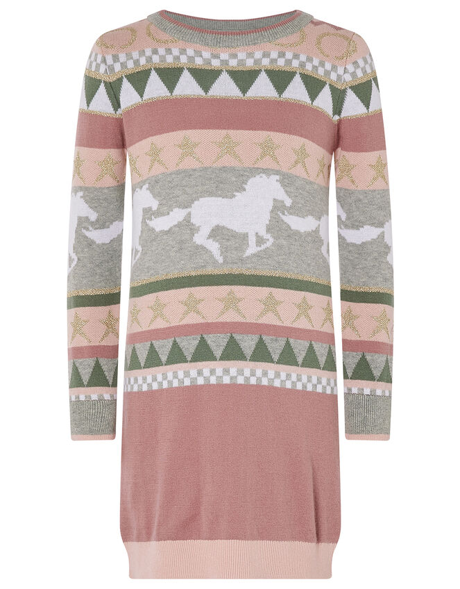 Horse and Star Knit Dress, Pink (PALE PINK), large