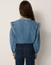 Maison Hotel Narciso Embroidered Denim Blouse, Blue (LIGHT BLUE), large