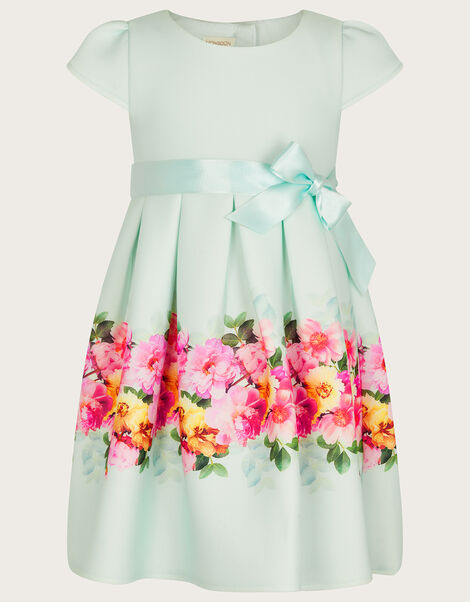 Baby Floral Border Print Scuba Dress, Green (MINT), large