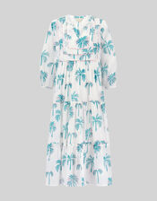 East Pami Palm Print Midi Dress, Ivory (IVORY), large