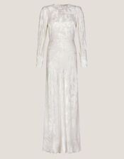 Grace Long Sleeve Satin Wedding Dress, Ivory (IVORY), large