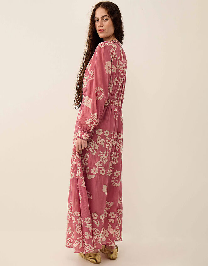 East Kris Hand-Batik Floral Maxi Dress, Pink (DUSKY PINK), large