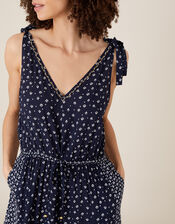 Ditsy Print Jumpsuit in LENZING™ ECOVERO™, Blue (NAVY), large