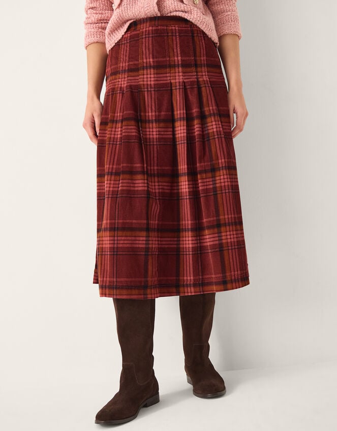 Charly Check Midi Skirt, Red (BURGUNDY), large