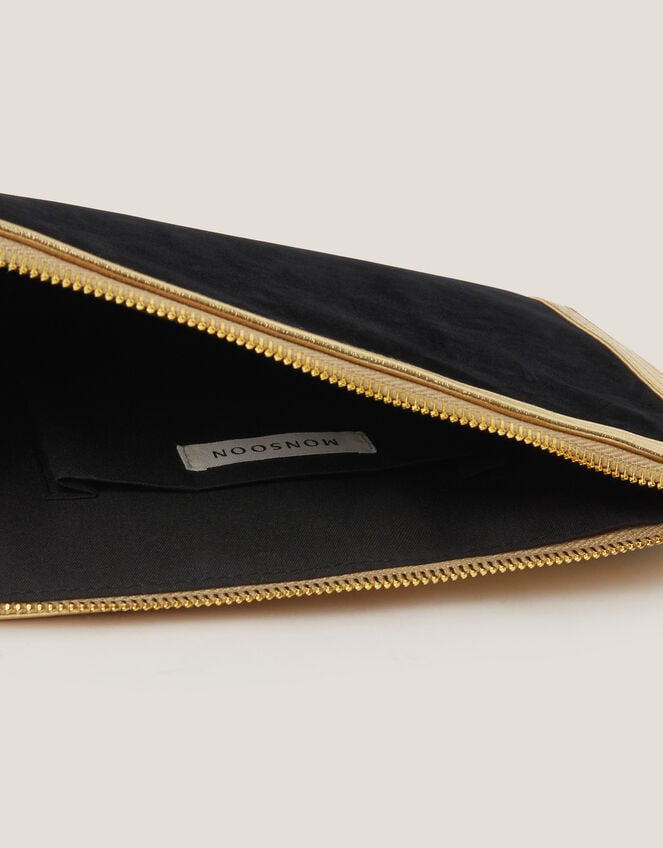 Lottie Metallic Faux Suede Pouch, , large