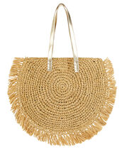Rey Raffia Fringed Bag, , large