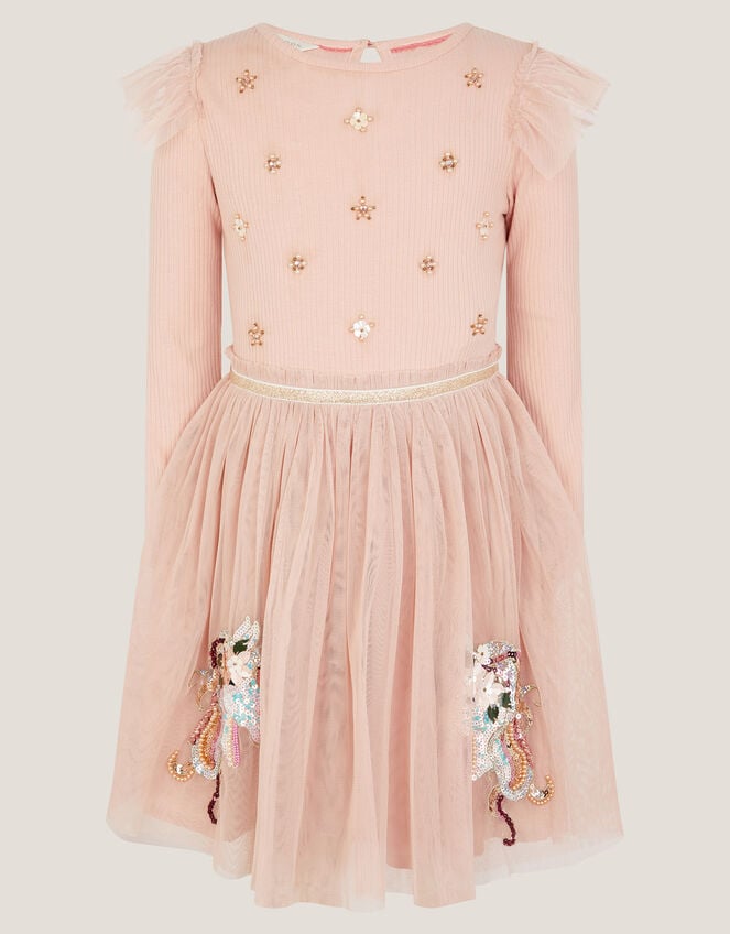 Unicorn Embellished Disco Dress, Pink (PINK), large