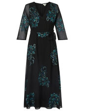 Daisy Peacock Embellished Midi Dress, Black (BLACK), large