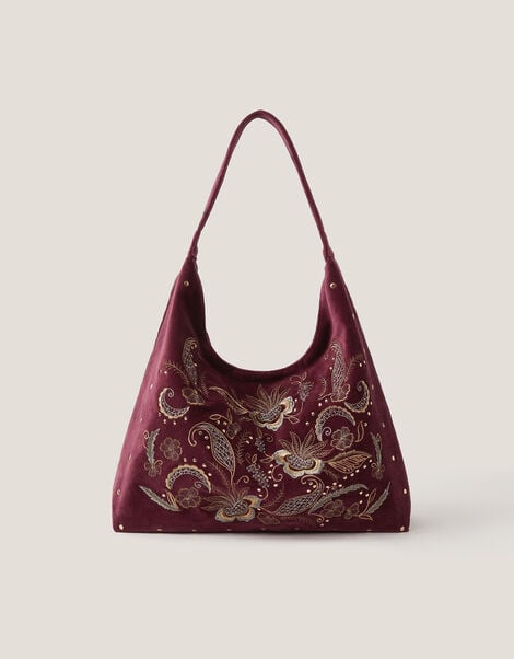 Lily Embroidered Slouch Shoulder Bag, , large