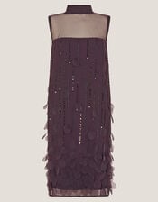 Cassidy Sleeveless Appliqué Mini Dress, Purple (PURPLE), large