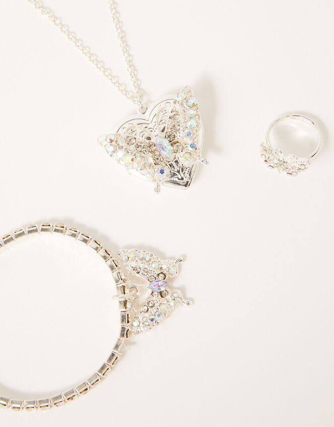 Sparkle Butterfly Locket Jewellery Set, , large