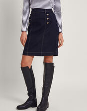 Rosa Button Denim Skirt, Blue (INDIGO), large