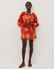 Mafalda Sun Print Mini Kaftan, Orange (ORANGE), large
