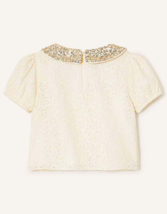 Floral Lace Set with Detachable Sequin Collar, Multi (MULTI), large