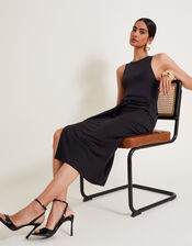 Winnie Wrap Midi Skirt, Black (BLACK), large