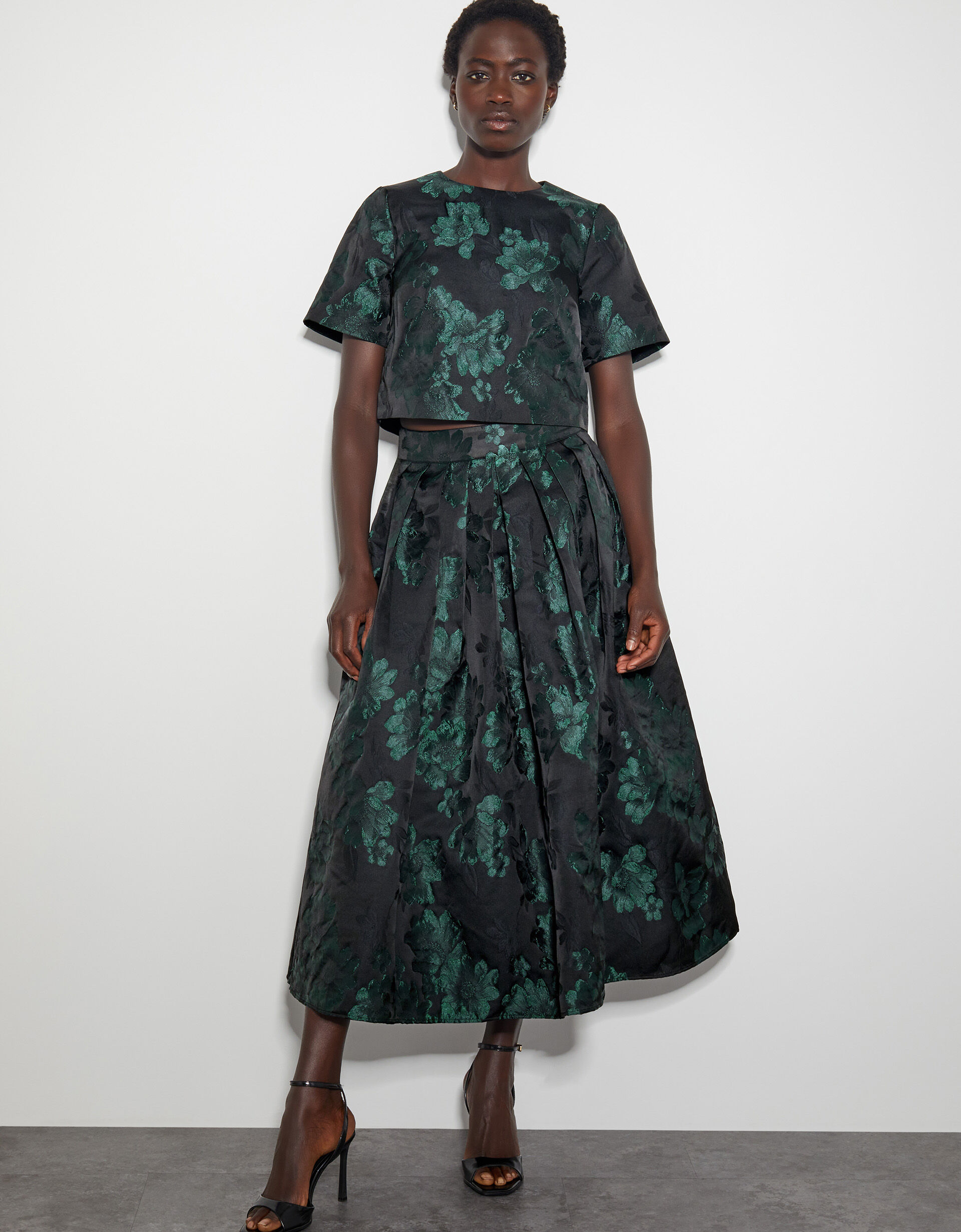 Green jacquard skirt clearance
