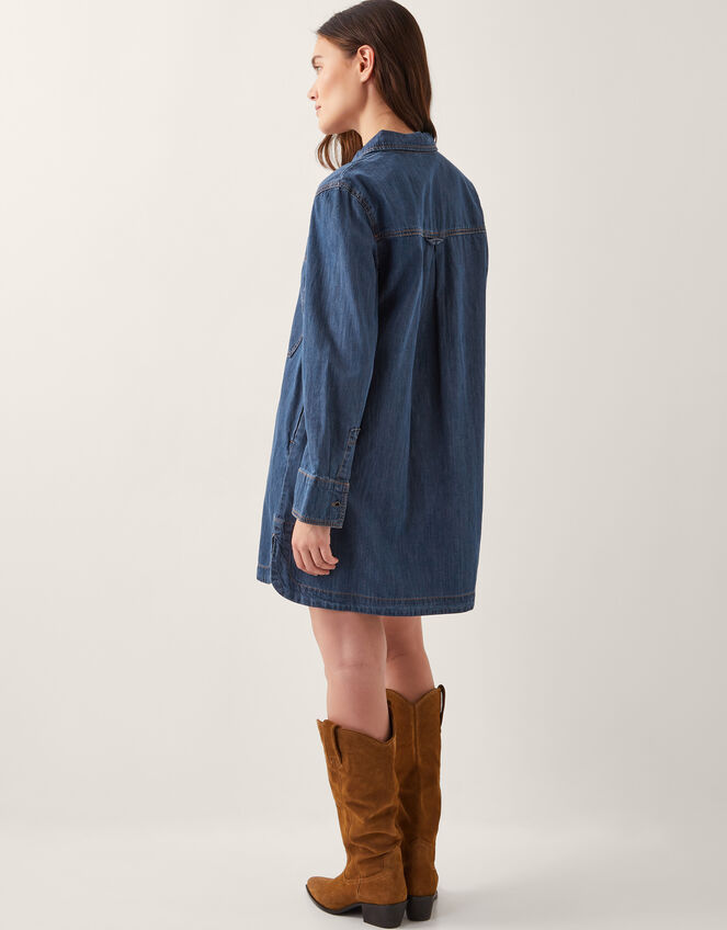 Nara Denim Tunic Shirt Dress, Blue (MID AUTHENTIC BLUE), large