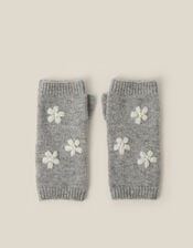 Elena Floral Embroidered Wrist Warmers, , large