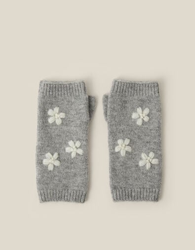 Elena Floral Embroidered Wrist Warmers, , large