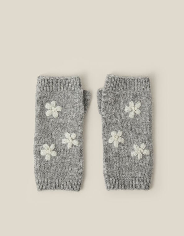 Elena Floral Embroidered Wrist Warmers, , large