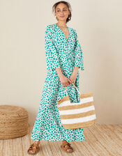 Animal Print Dress in Pure Cotton, Green (GREEN), large