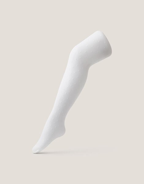 Semi-Sheer Spotty Tights, White (WHITE), large