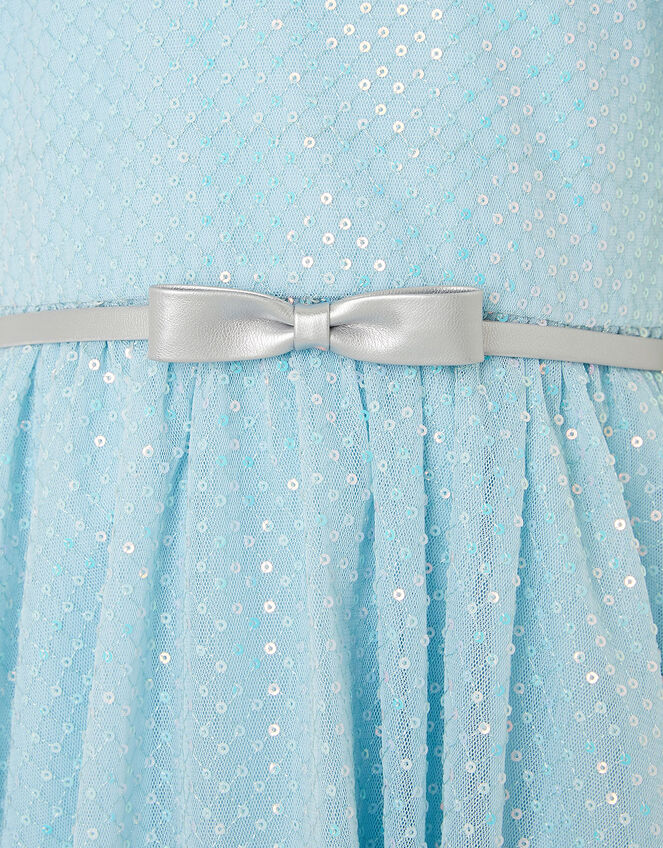 Sequin Flutter Sleeve Dress , Blue (PALE BLUE), large