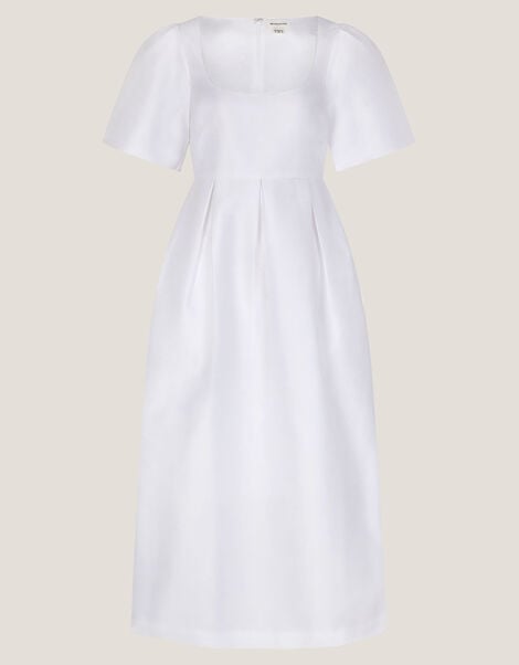 Sloane Short Sleeve Midi Wedding Dress, Ivory (IVORY), large