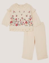 Baby Floral Print Sweatshirt & Joggers Set, Cream (CREAM), large