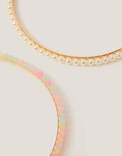 2-Pack Mix Bead Metal Headbands, , large