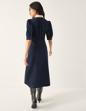 Clay Collar Jersey Midi Dress, Blue (NAVY), large