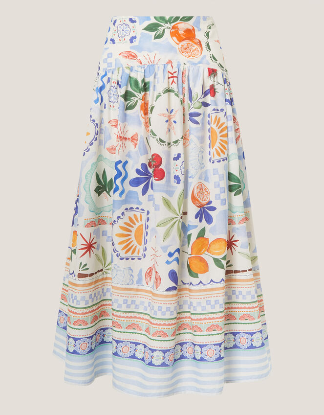 Monsoon x Charlie Taylor Printed Midi Skirt, White (WHITE), large