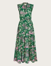 La Galeria Elefante Print Tiered Dress, Green (GREEN), large
