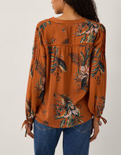 Georgie Botanical Print Blouse, Copper (COPPER), large
