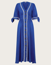 Lita V-Neck Ric Rac Midi Dress, Blue (COBALT), large
