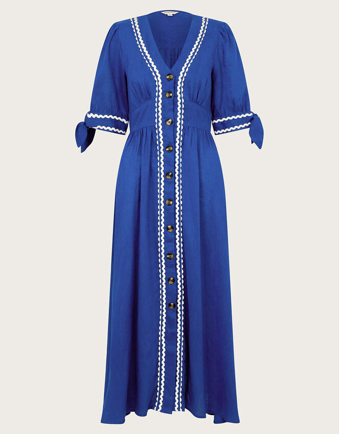 Lita V-Neck Ric Rac Midi Dress, Blue (COBALT), large