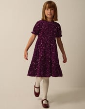 Fenella Sequin Velvet Party Dress, Purple (PURPLE), large