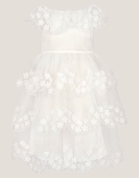 Rebecca Appliqué Floral Scallop Dress, Ivory (IVORY), large