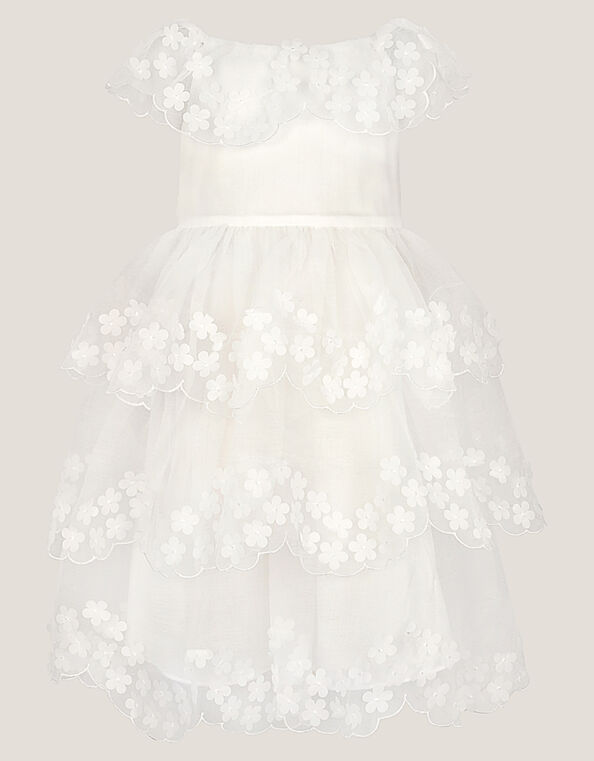 Rebecca Appliqué Floral Scallop Dress, Ivory (IVORY), large