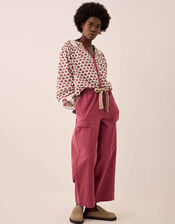 East Della Wide Leg Cotton Twill Trousers, Pink (PINK), large
