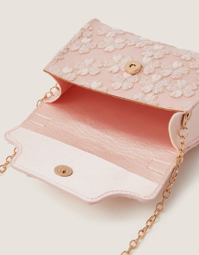 Floral Embroidered Bow Handle Bag, , large