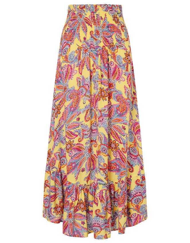 Printed Bandeau Midi Dress, Yellow (YELLOW), large