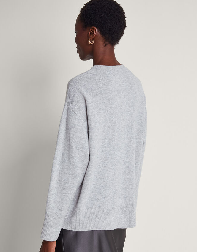 Claire Cashmere Sweater, Gray (GREY), large