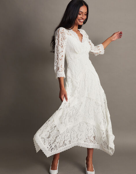 Emily Lace Hanky Hem Bridal Dress, Ivory (IVORY), large