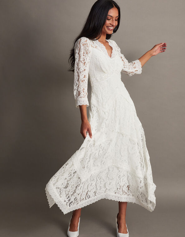 Emily Lace Hanky Hem Bridal Dress, Ivory (IVORY), large