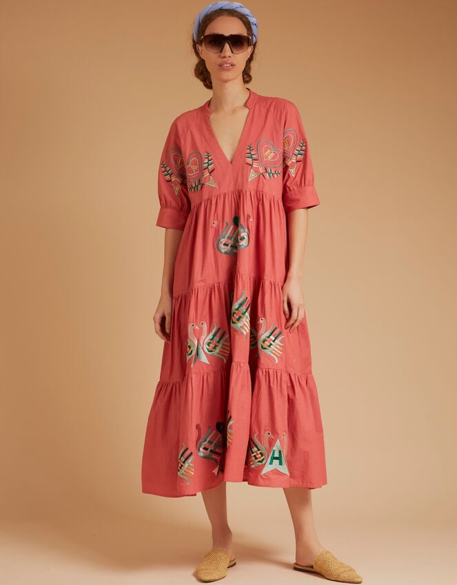 Tallulah and Hop Juliet Long Embroidered Dress, Pink (PINK), large
