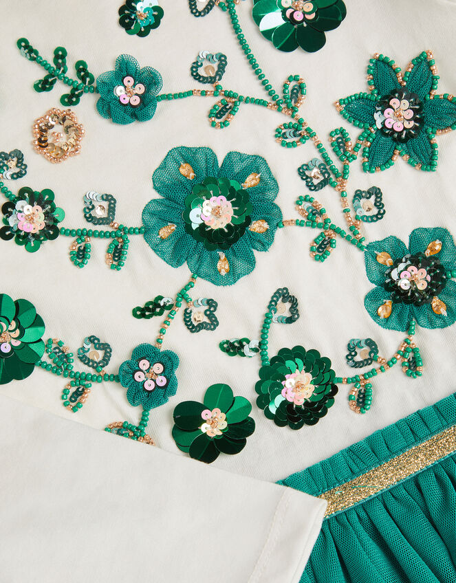 Floral Embellished Disco Dress, Green (GREEN), large