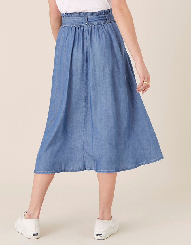 Belted Midi Skirt in LENZING™ TENCEL™, Blue (DENIM BLUE), large