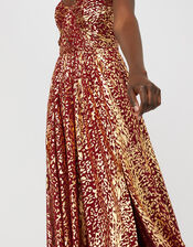 Odeya Animal Foil Print Maxi Dress, Red (RED), large