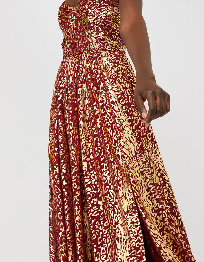 Odeya Animal Foil Print Maxi Dress, Red (RED), large